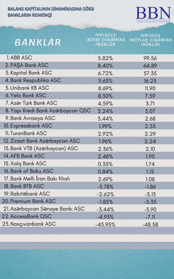 Balans kapitalinin dinamikasina gore